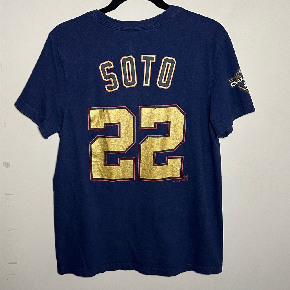 Nike Nationals Soto #22 Navy Tee with White and Gold Accents